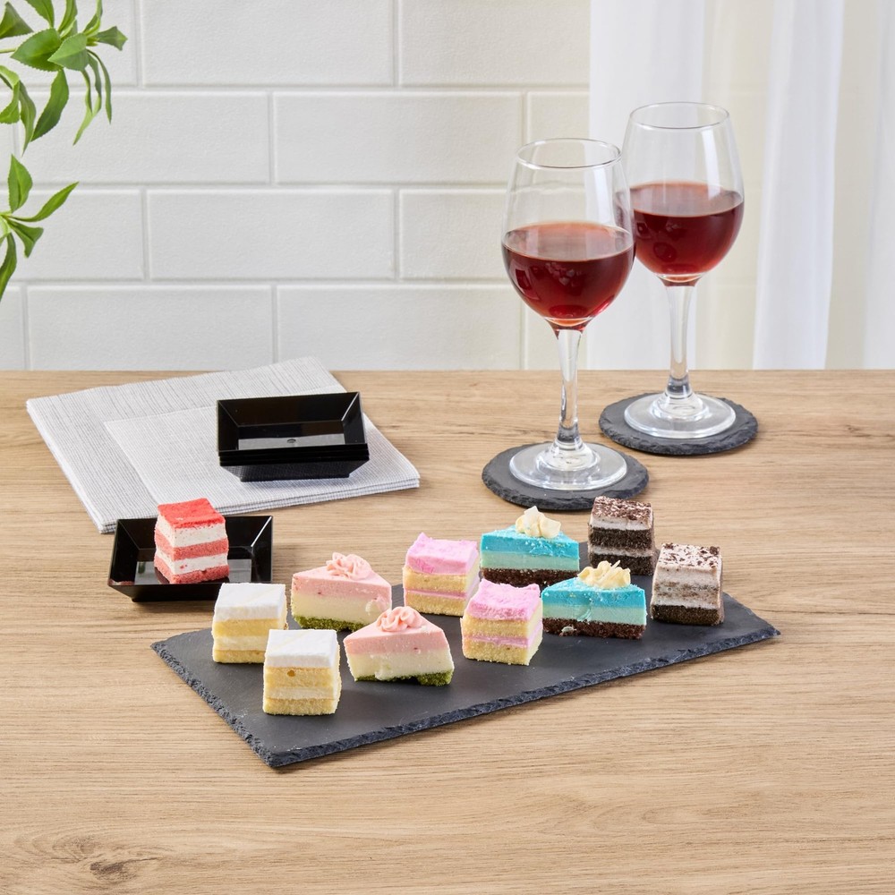 Restaurantware Rectangle Slate Platter 4 Count 11.8 x 5.9 Inch Scratch-Resistant