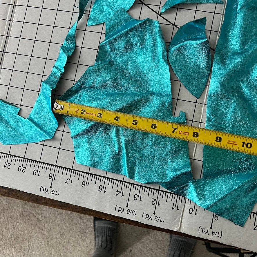 Turquoise Leather Scraps Fabrics