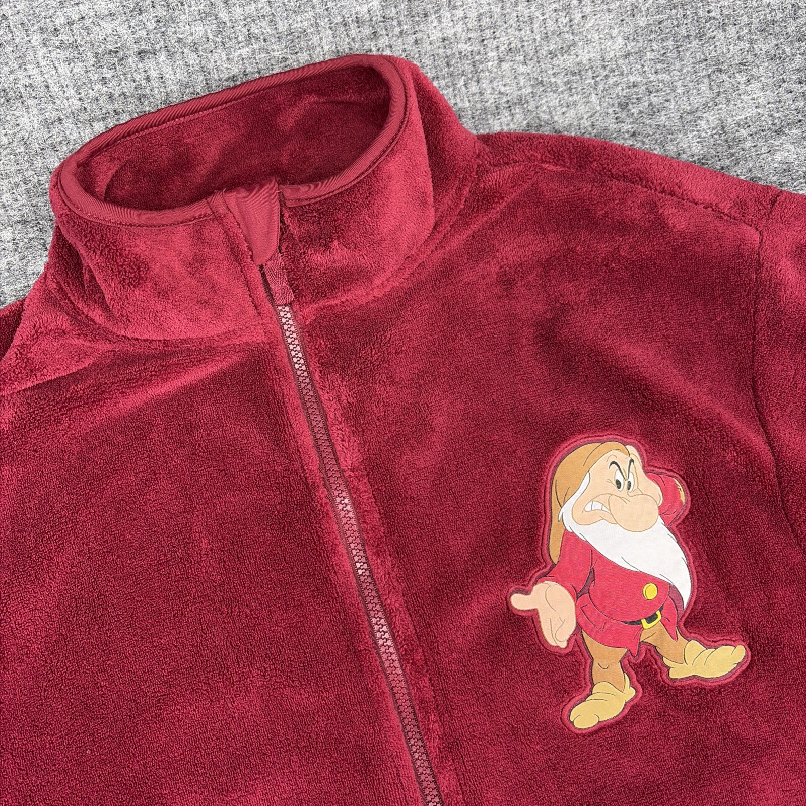 Disney Store Grumpy Burgundy Full-Zip Fleece Jacket - Size XLarge - New w/tags