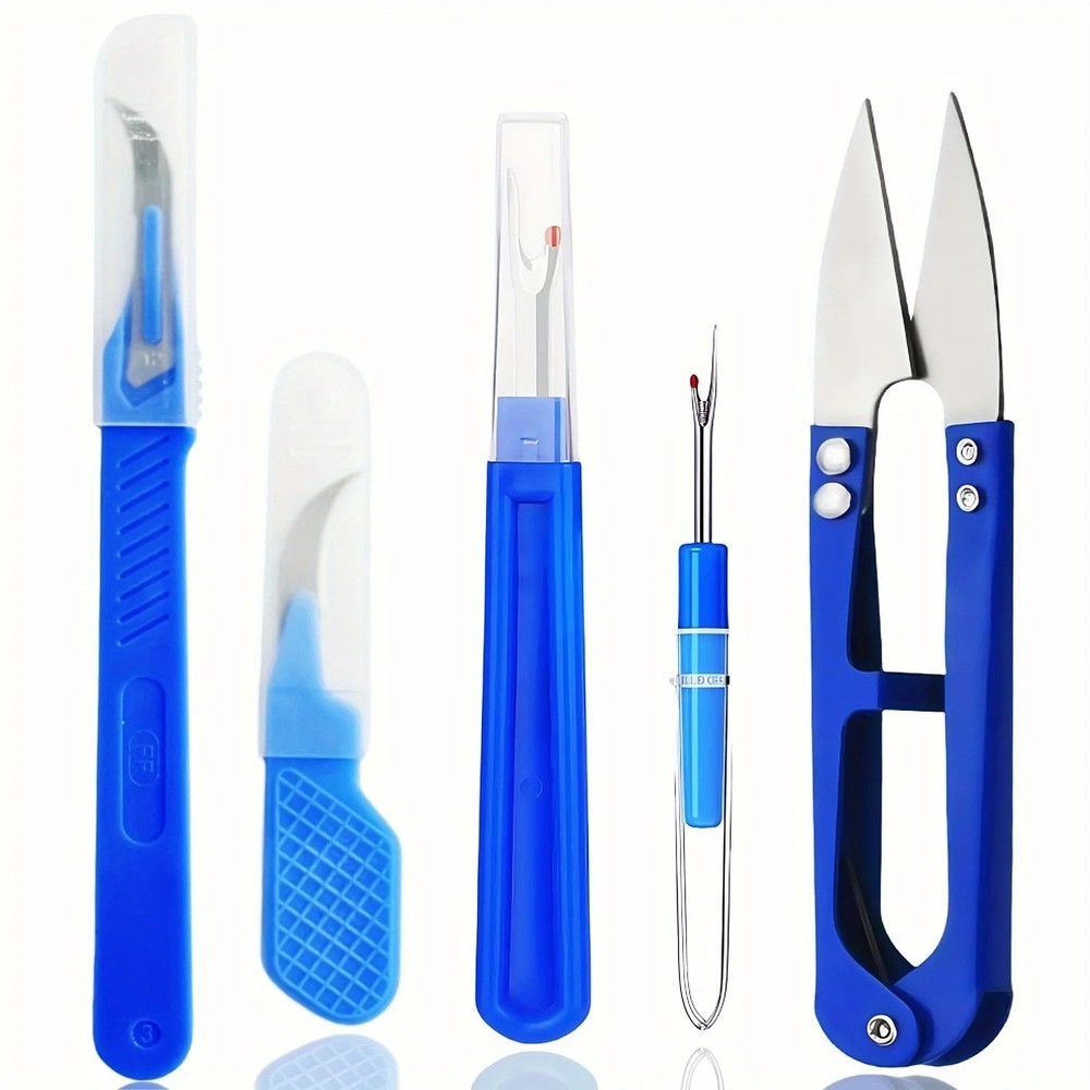 5PCS Blue Sewing Stitch Remover Kit Thread Suture Tear Machine Scissors