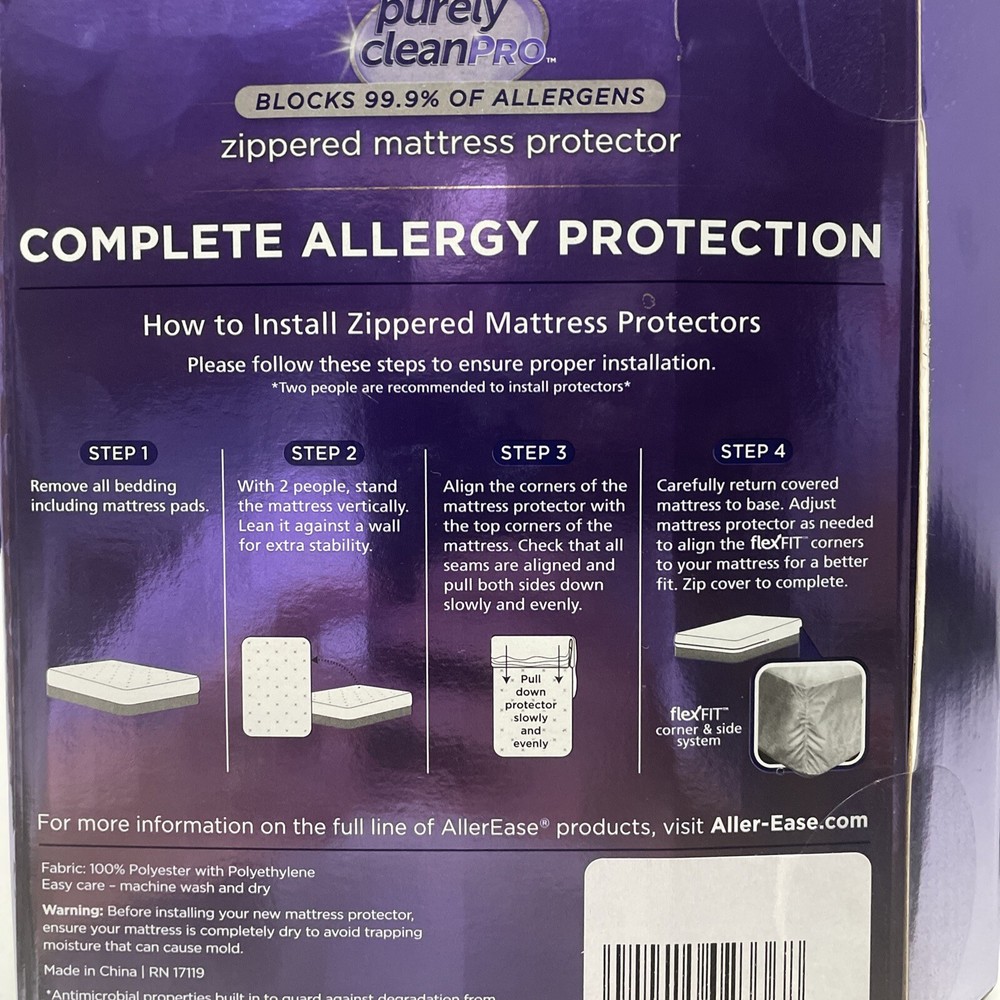 ALLEREASE Zippered King Mattress Protector - Complete Allergy Protection NEW