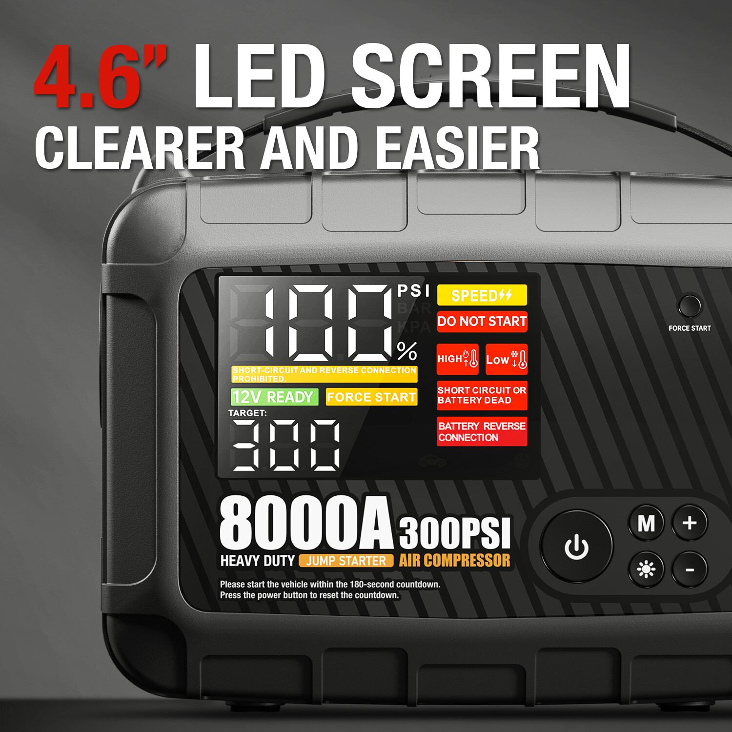 AdoreTrip 8000A Jump Starter +300PSI Air Compressor Battery Power Bank Emergency