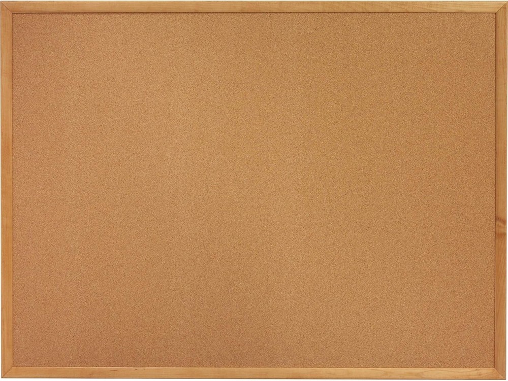 Lorell 19767 Solid Oak Wood Frame Rectangular Cork Board, Brown, 24" x 36" Size