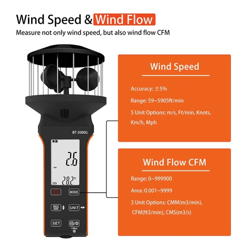 Wind Gauge With Large Screen Digital Cup Anemometer For Easy Operation