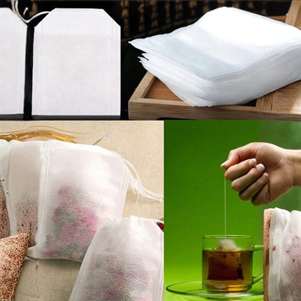 100pcs Disposable Tea Bags Loose Leaf Drawstring Empty Tea Filter Bag Infuser
