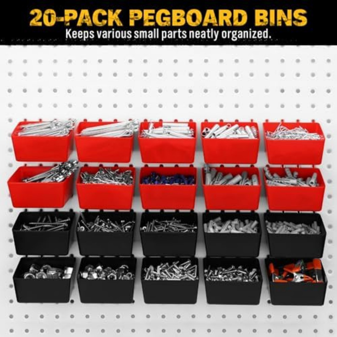 297 Piece Pegboard Hooks Kit, Peg Board Organizer Accessories with Bins for Orga