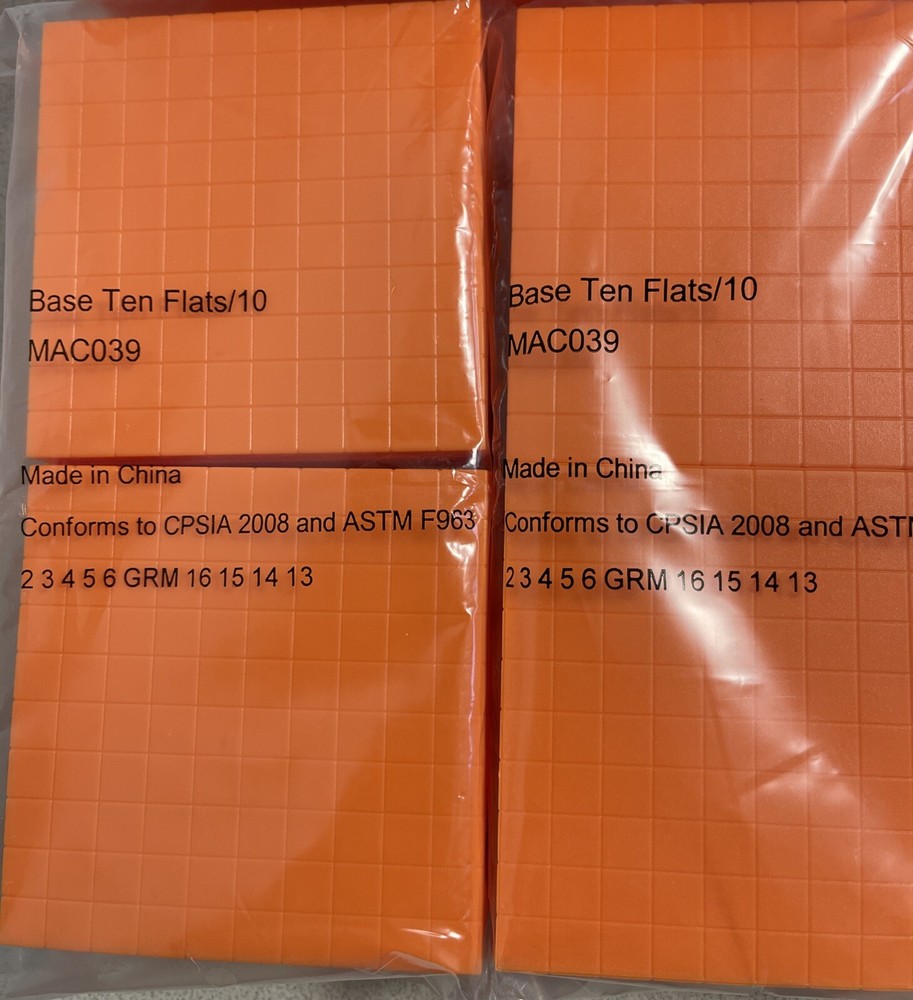 Base Ten Block Math Manipulative Kit Orange Plastic Cube Flat Rod Single 222 pc