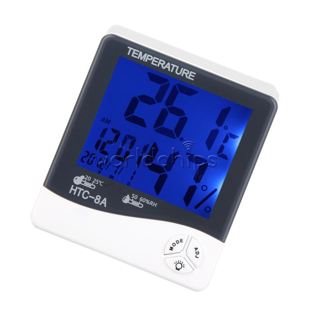 New HTC-8A LCD Digital Thermometer Hygrometer Temperature Humidity Date Clock