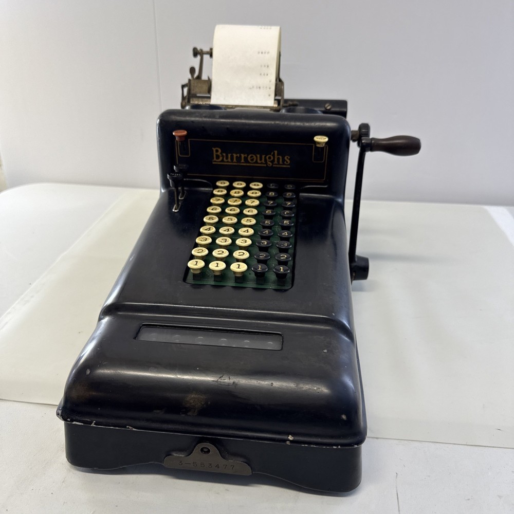 Antique 1920s Burroughs Class 3 Adding Machine Hand Crank, Tested