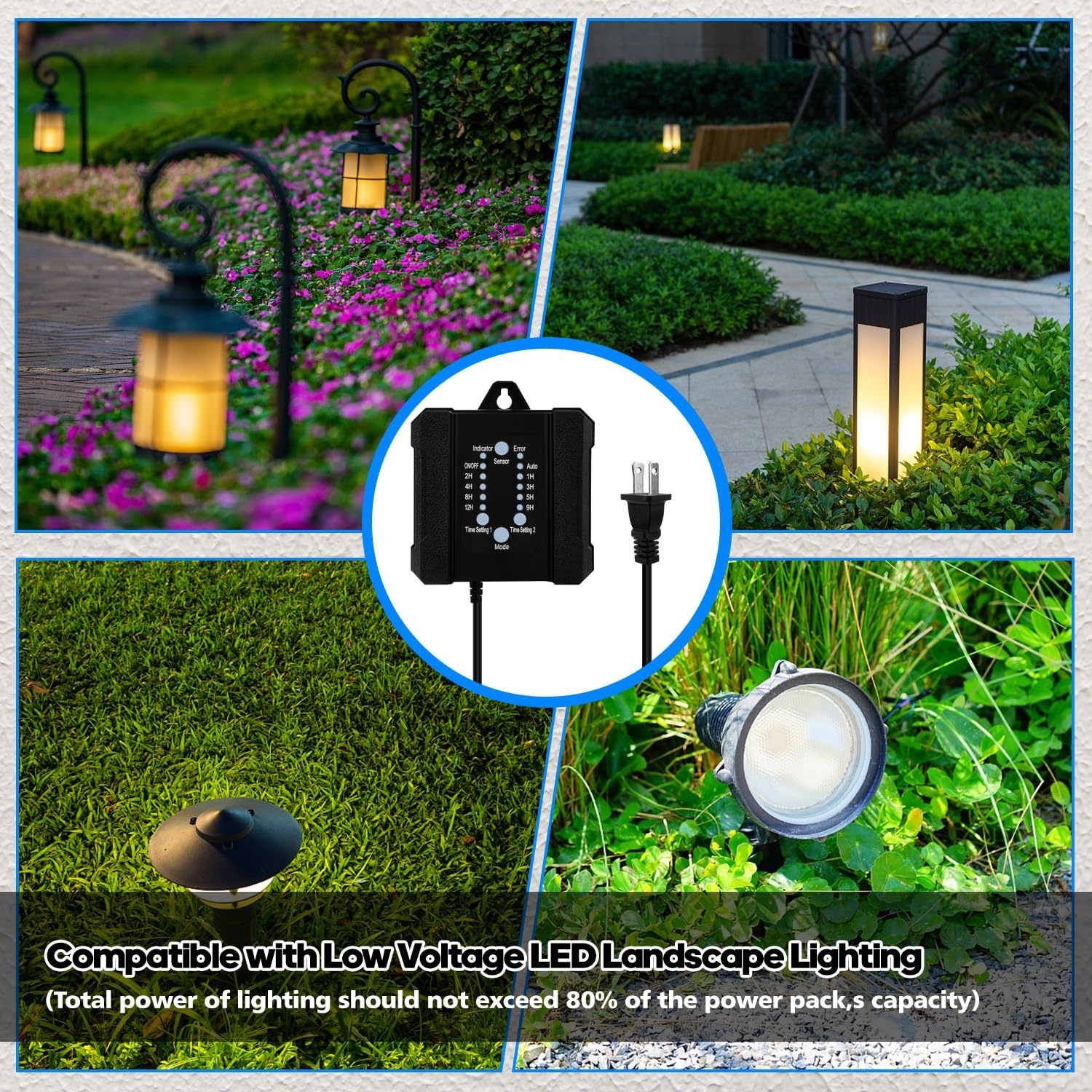 100W Weatherproof Low Voltage Landscape Transformer with Timer & Photocell