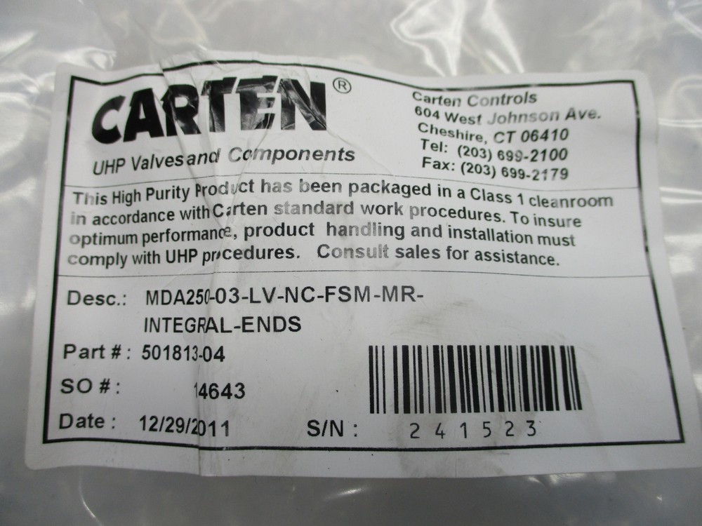CARTEN 501813-04 VALVE NSMP