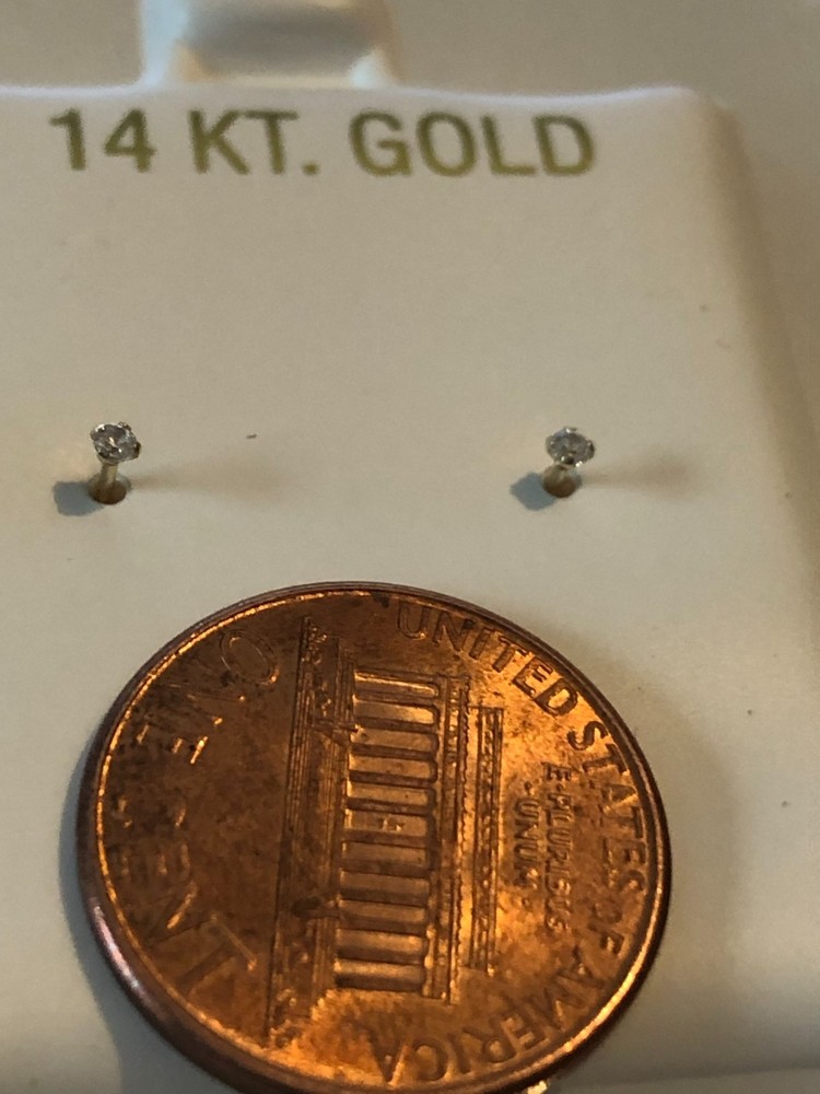 14kt gold cz thiny studs
