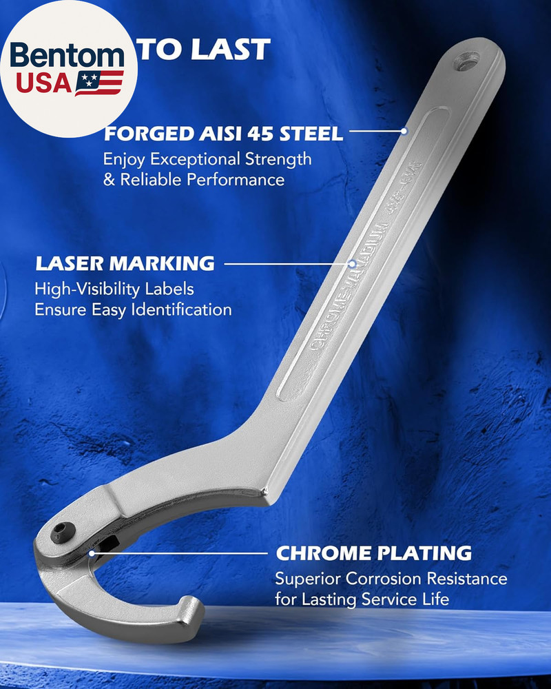 8Pc Adjustable Pin Spanner Wrench Tool Set, Spanner Nut Wrench Tools with Change