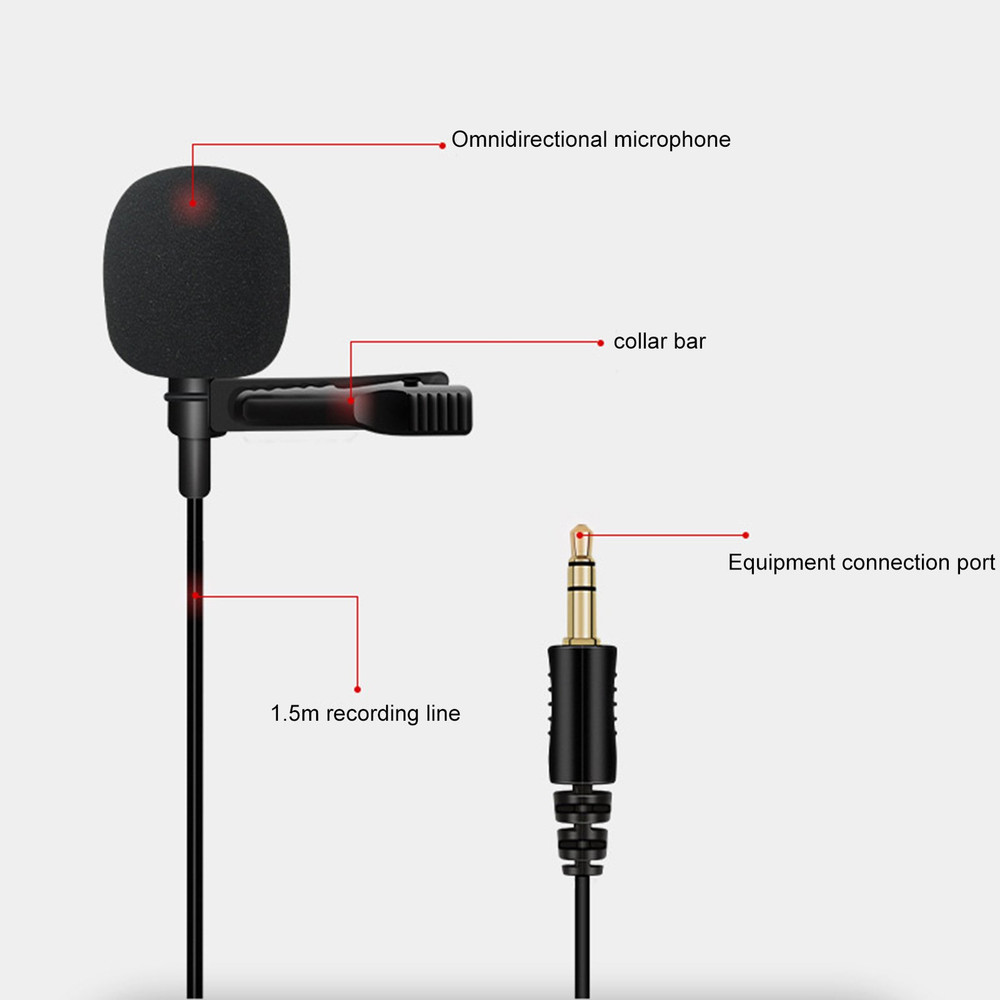 Omnidirectional Lapel Lavalier Microphone Clip-on Condenser Mini Iphone Android