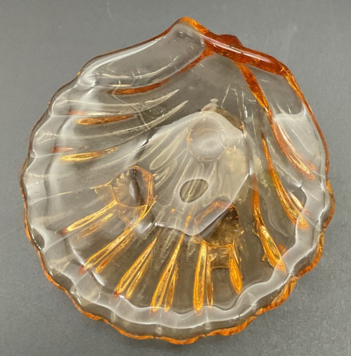 Cambridge Caprice Amber Footed Open Salt Shell Dish