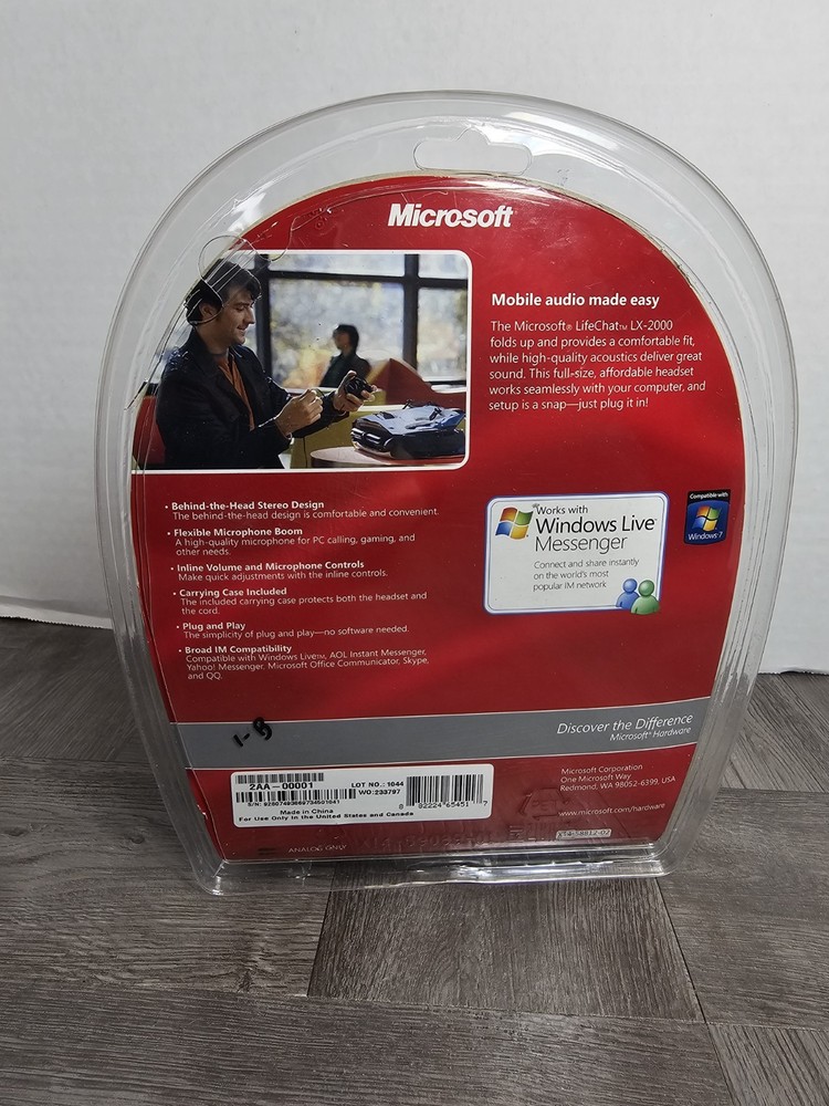 Microsoft Lifechat LX-2000 Compact Mobile Headset Foldable Microphone PC/MAC NIB
