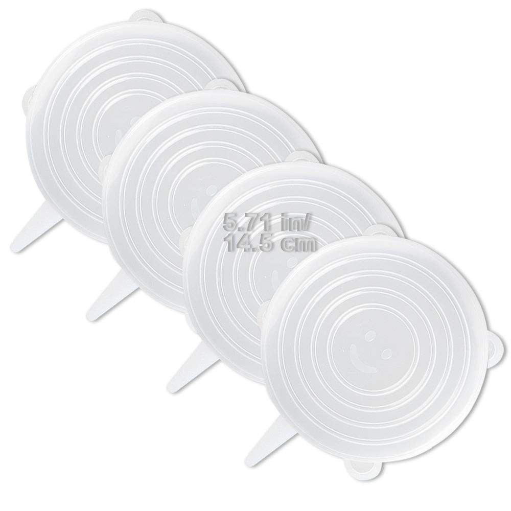 4 Pack Same Size Silicone Stretch Lids, Thicker Reusable Sturdy Silicone Cont...