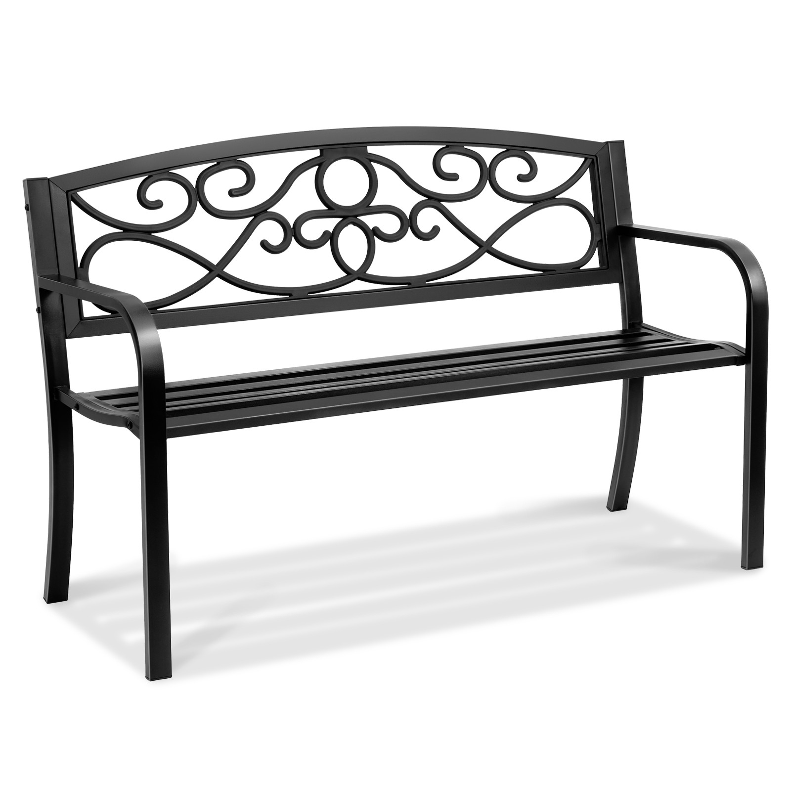 Outdoor Bench 50 in Metal Garden Bench 550 lbs Park Patio Yard Porch Bench