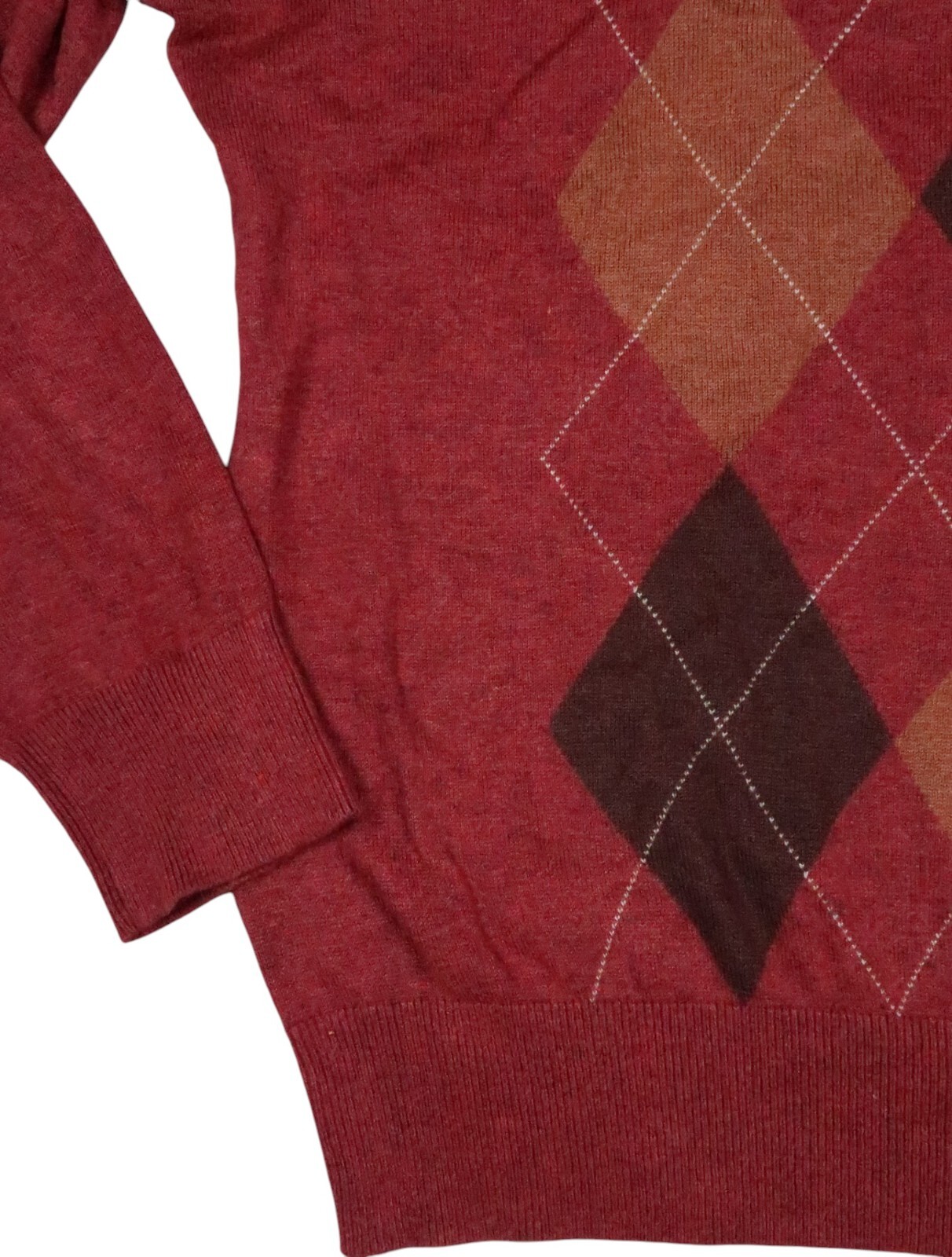 northern isles silk rayon cashmere ARGYLE sweater lightweight men xl long sleeve