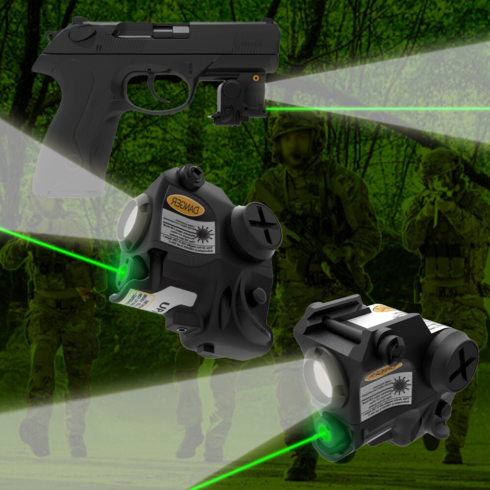Laspur Sub Compact Rail Mount Green/Red Laser Sight with Flashlight Light combo