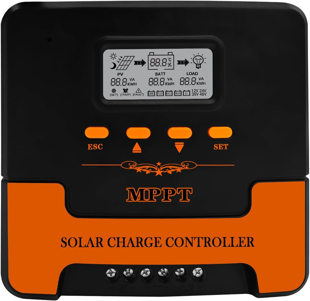 40A MPPT Solar Charge Controller: 12V/24V DC Output, Dual USB, for Multiple Batt