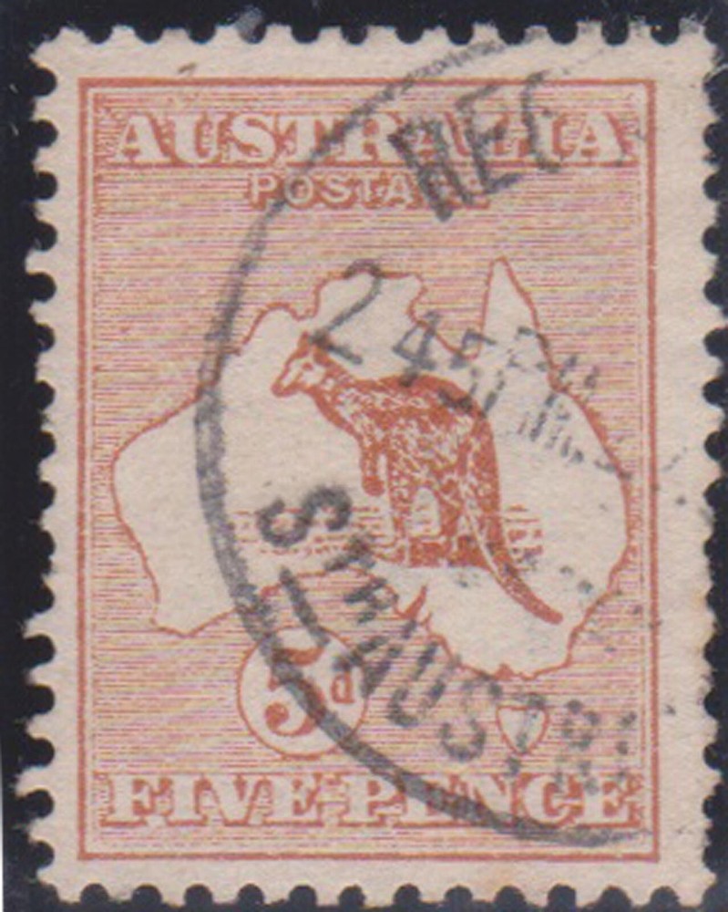 (F236-127) 1913 AU 5d chestnut Kangaroo stamp (EA)