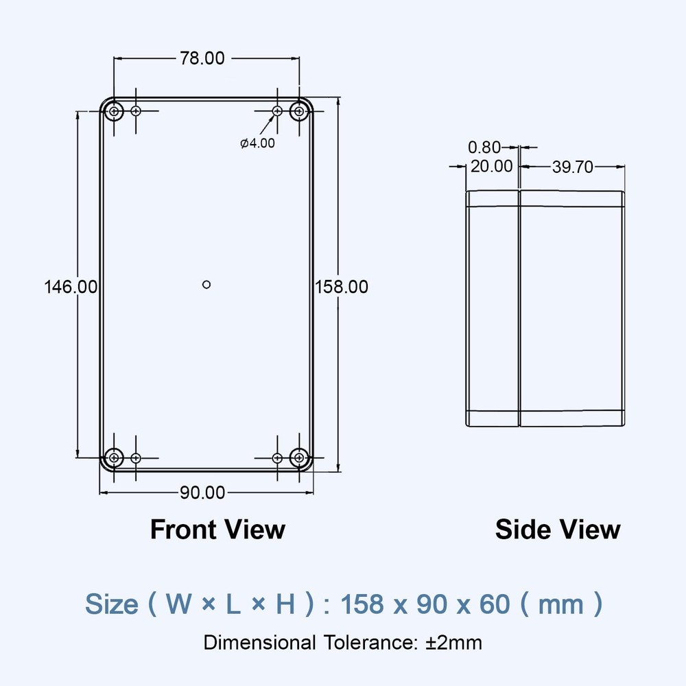 Project Box ABS Plastic IP65 Waterproof Dustproof Electrical Junction Box wit