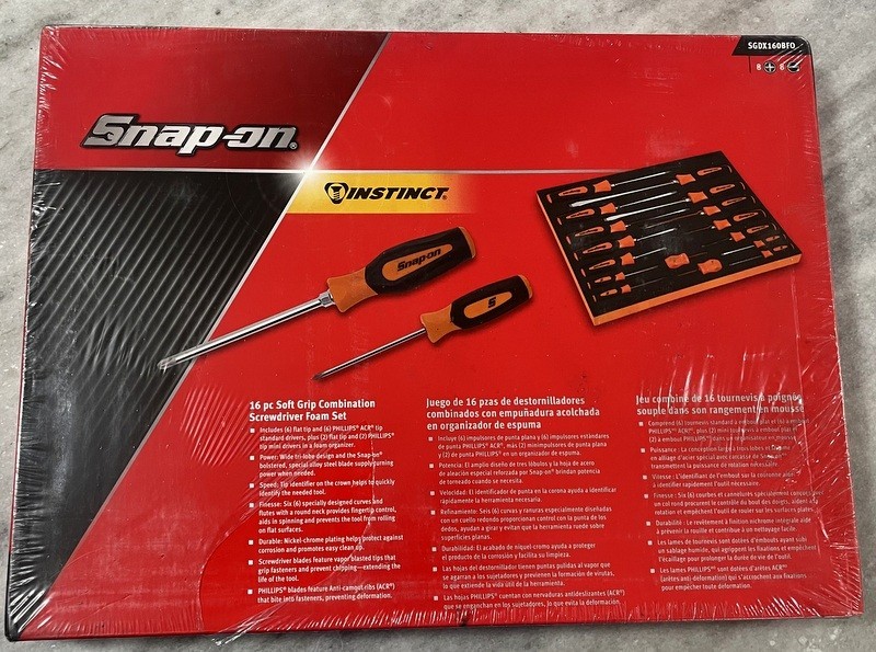 NEW Snap-On Tools 16pc ORANGE Soft Grip INSTINCT Screwdriver Set SGDX160BFO