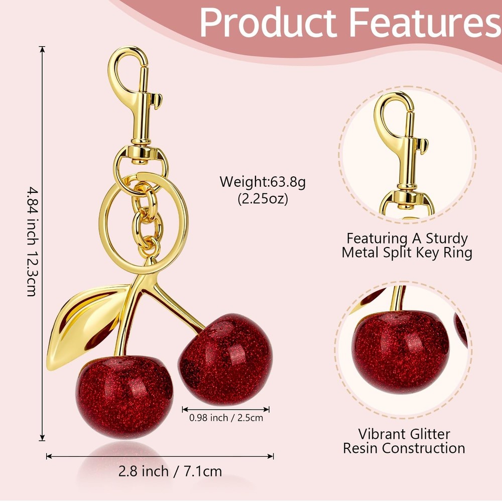 Cherry Keychain Cute Keychain Large Red&pink