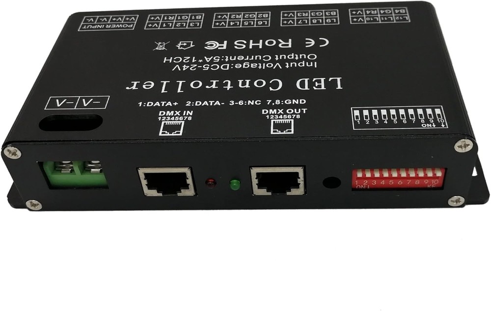 12 Channel DMX Decoder RGB Controller, 60A PWM Dimmer DC12V-24V