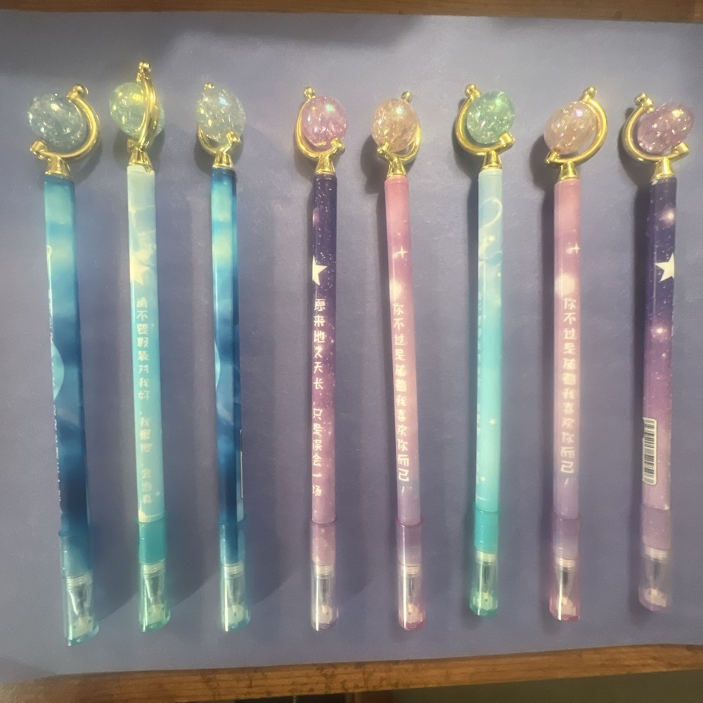 8 Globe Themed Black Felt Tip Pens