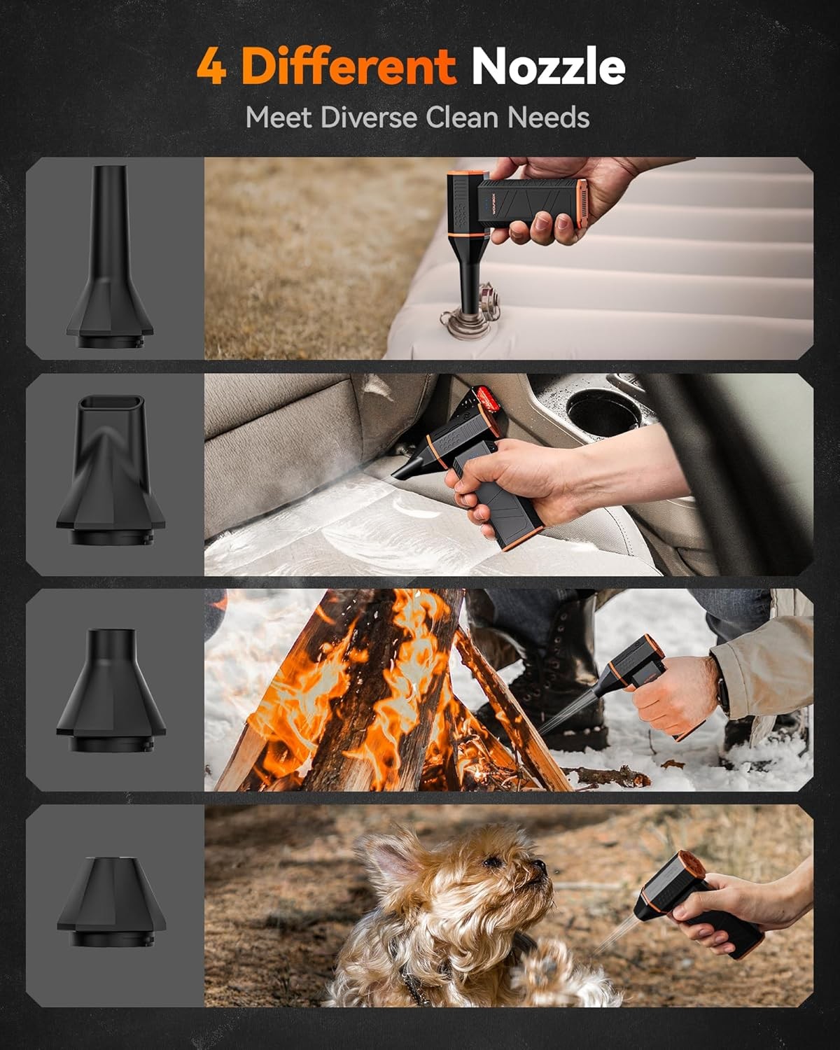 WOLFBOX MF50 Electric Air Duster Mini Blower Turbo Fan for PC, Toys and Car