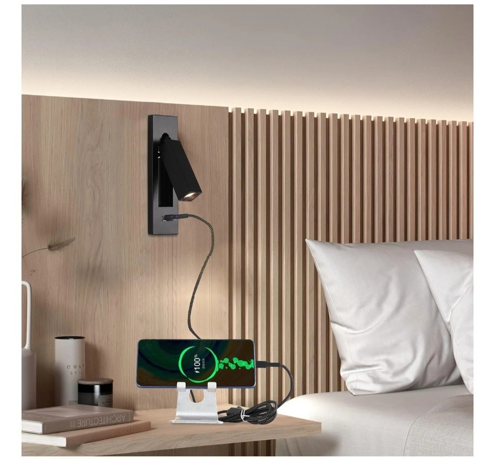 Wall Mounted Reading Light with USB, LED Bedside Reading Light with Switch,...