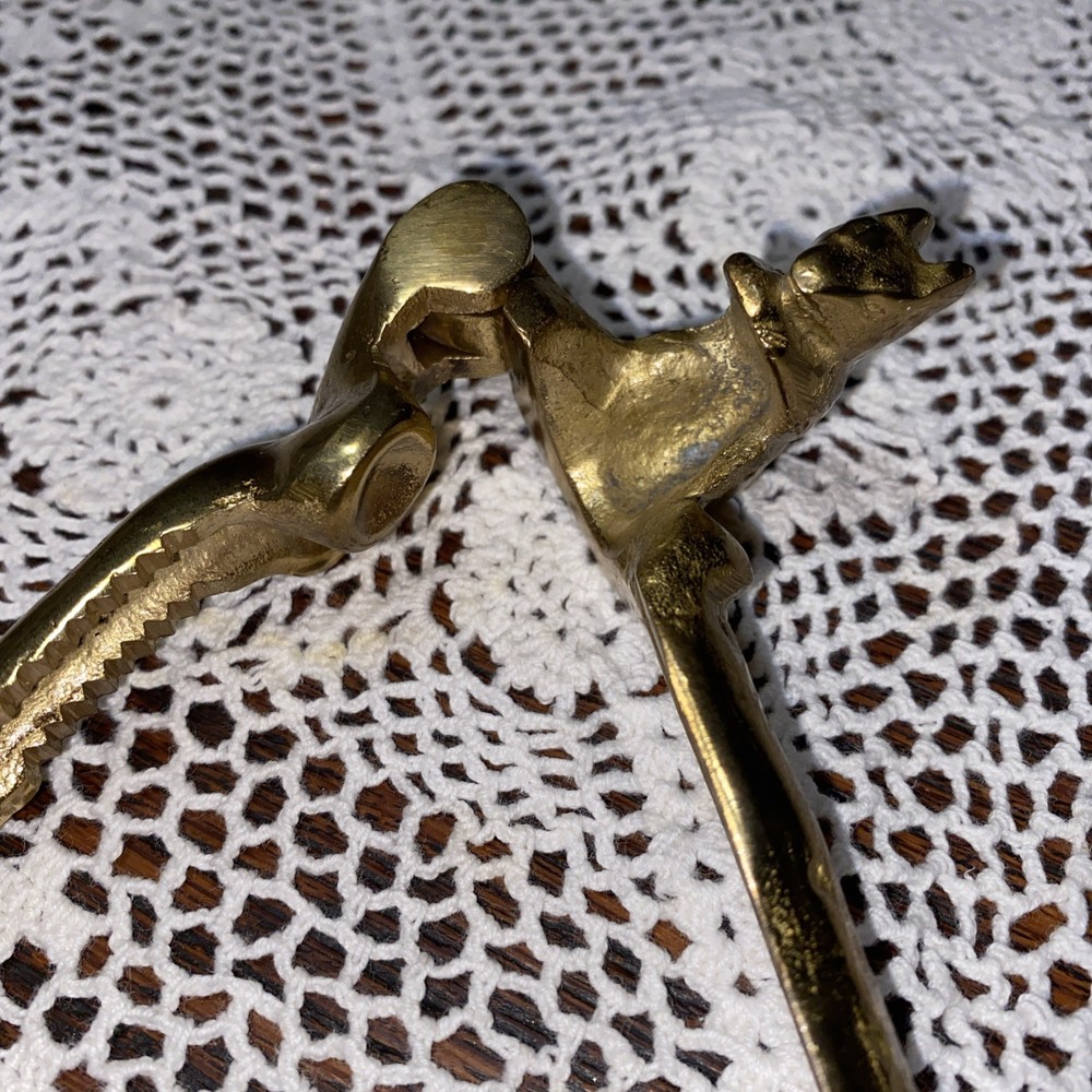 Vintage Solid Brass Squirrel Nut Cracker 6” Heavy Free Shipping!