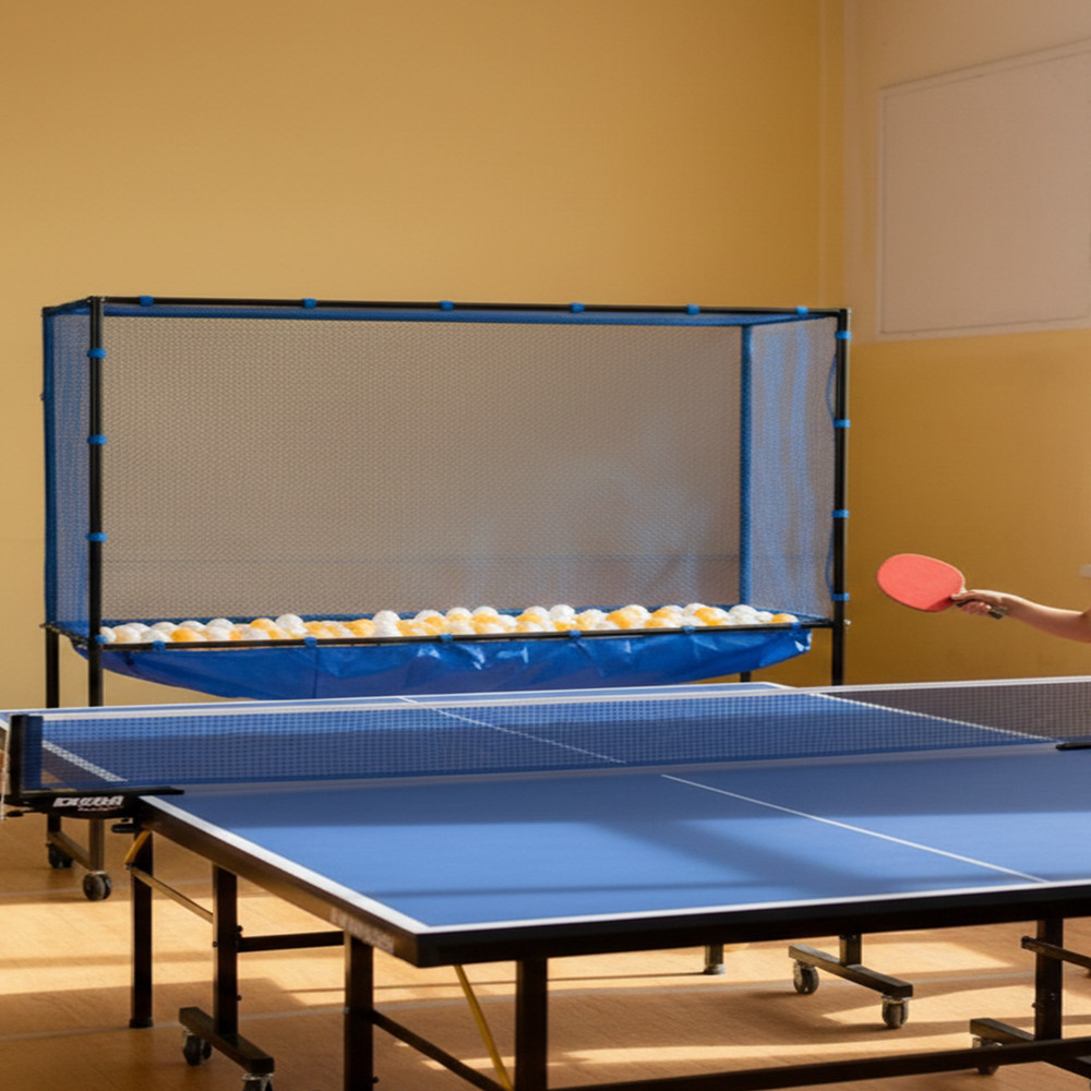 Table Tennis Catch Net with Wheels, Ping Pong Training Return Net for Practice