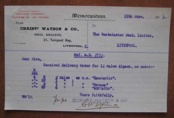 LAURENTIC, ORCOMA, ADRIATIC - OLD DOCUMENT WW2