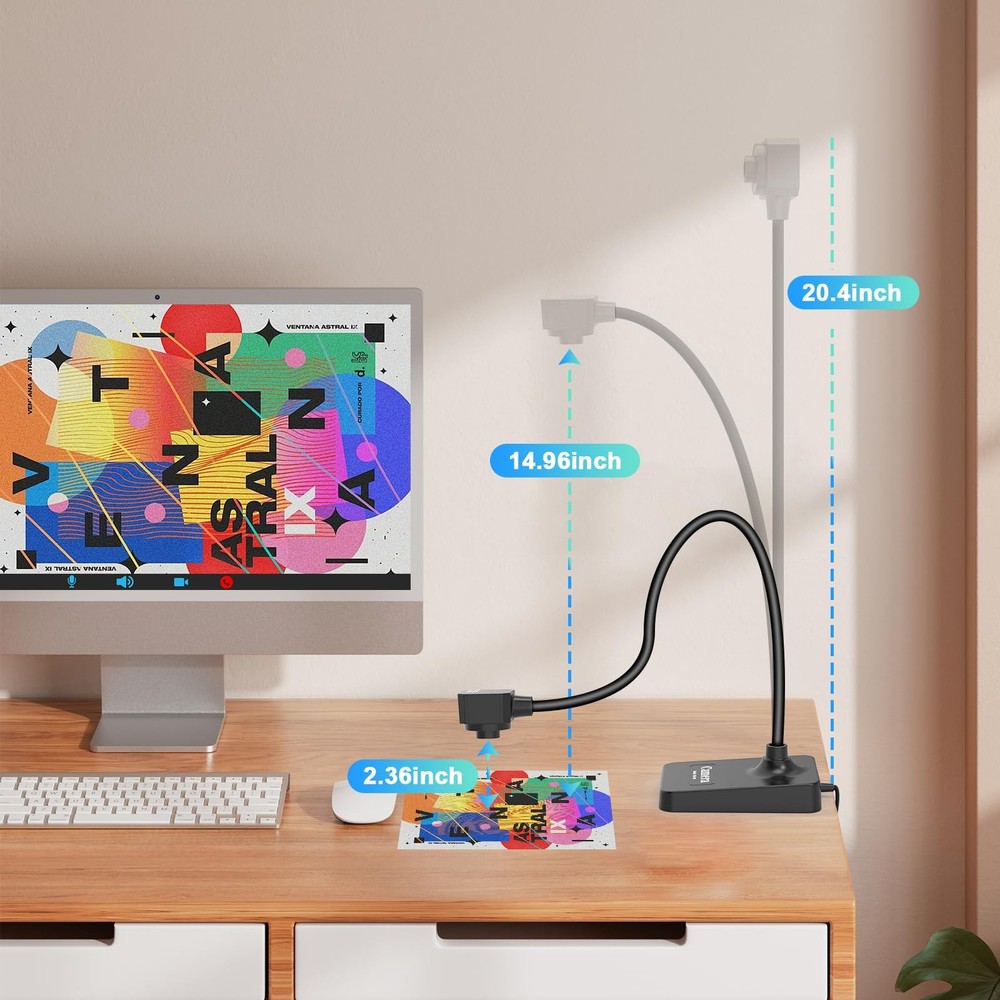 USB Document Camera for Teachers, Webcam for Distance Learning,Manual Focus Came