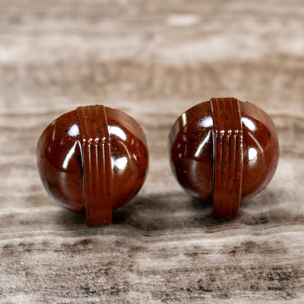 1930s Deco Radio Knobs RCA Brown Bakelite 1/4" D Shaft