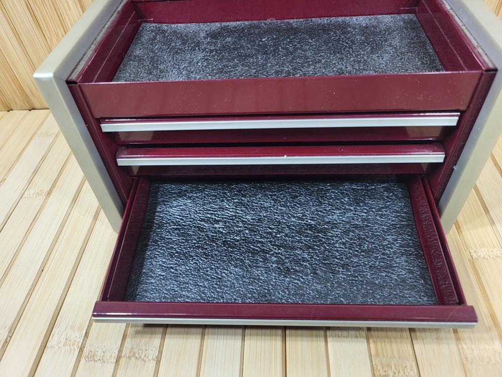 Snap-on Tools Mini Micro Miniature Metal Toolbox Maroon Great Condition