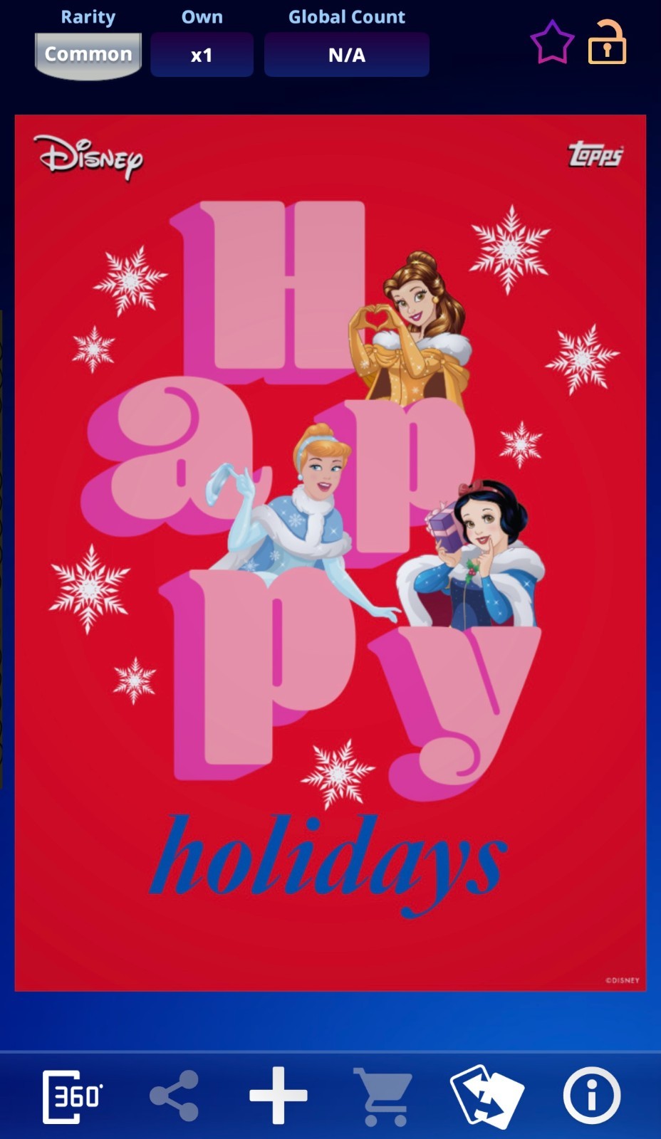 12 DAYS OF TOPPS DAY 6 HAPPY HOLIDAYS COMMON 2025 DISNEY COLLECT DIGITAL CARD