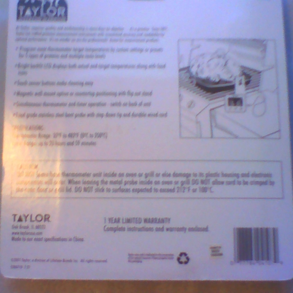 Taylor wired thermometer and timer for cooking