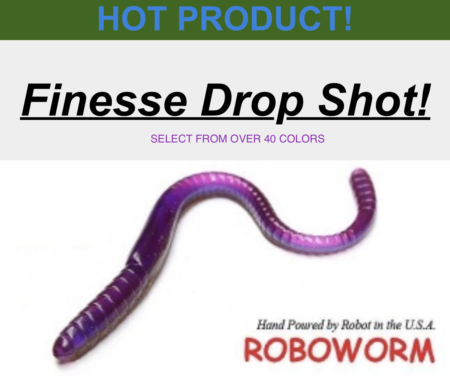 Roboworm Straight Tail Finesse / Drop Shot Worm - Choose Size / 44 Color Choices