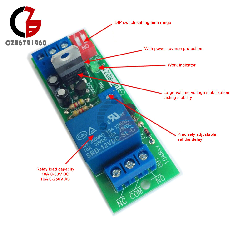 DC5V/12V/24V Adjustable Time Delay Timing Timer Relay Switch Turn ON/OFF Module