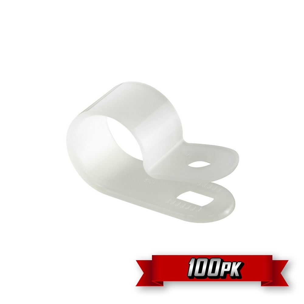 Nylon Cable Clamp, White, 7/16" {100pk}