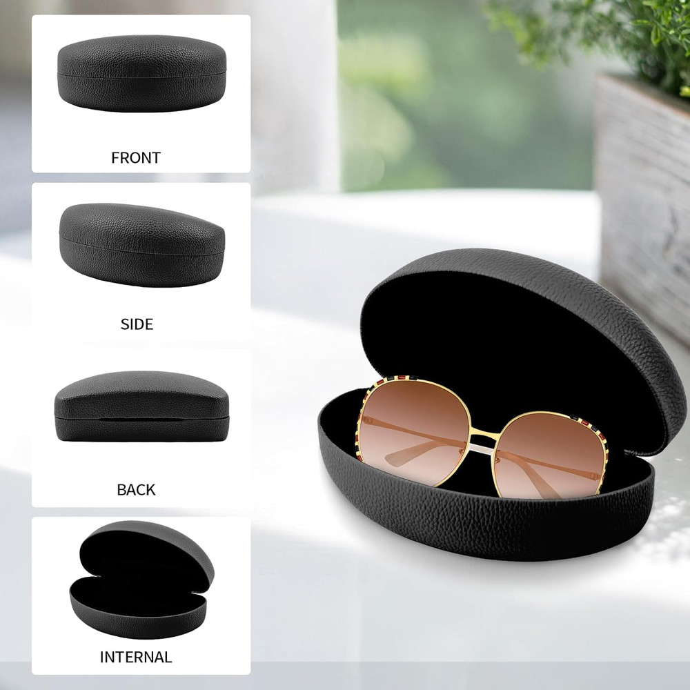 4 PACK Extra Large Hard Shell Eyeglasses Case, Protective Case For Eyeglasses an