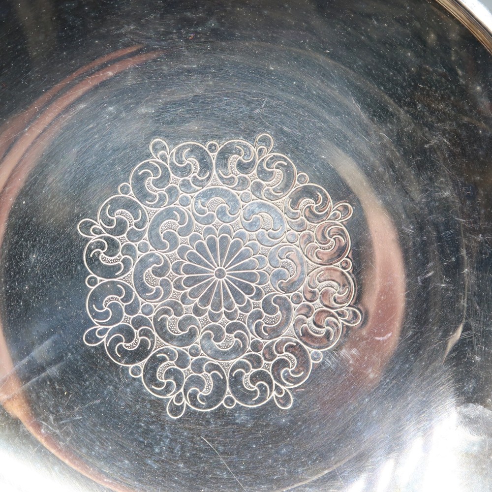 Vintage Serving Dish And Spoon Silverplate 7in side