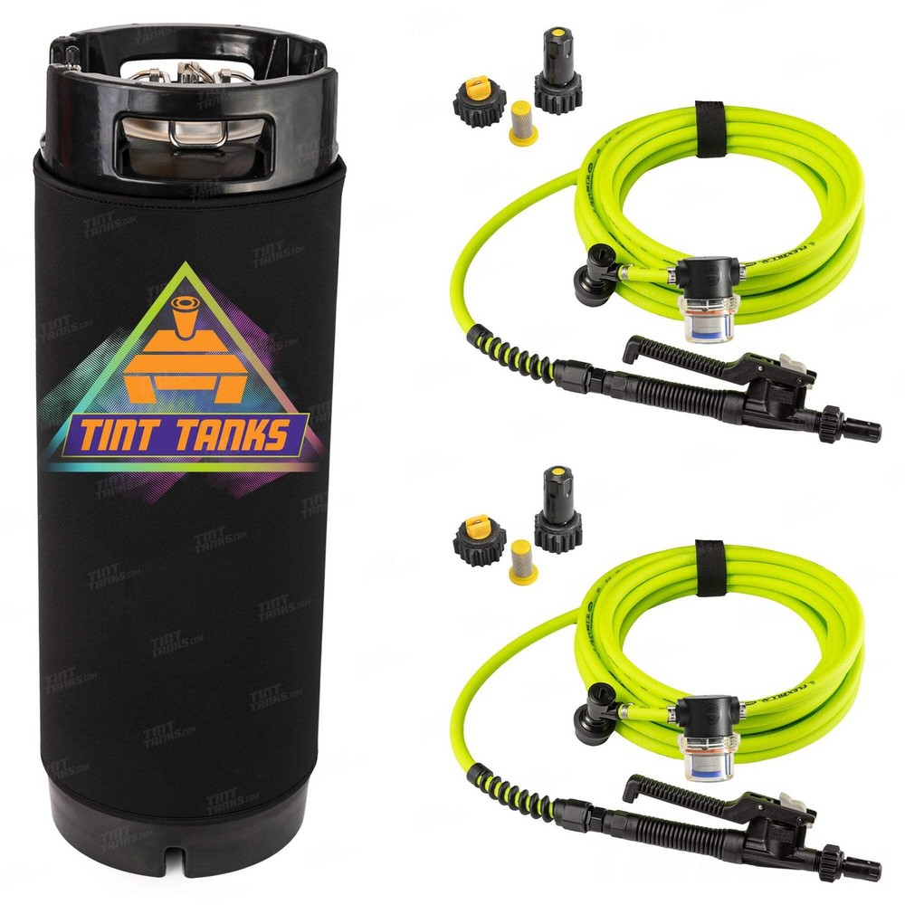 Window Tint Mounting Solution Sprayer Dual Hose Tank + Two 25ft Flexzilla Hoses