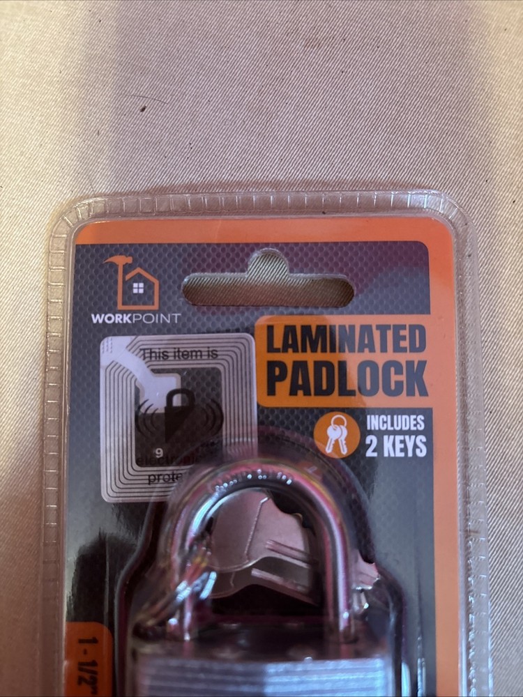 Work Point Laminated Padlock 1/2 Inch Shackle Includes 2 Keys