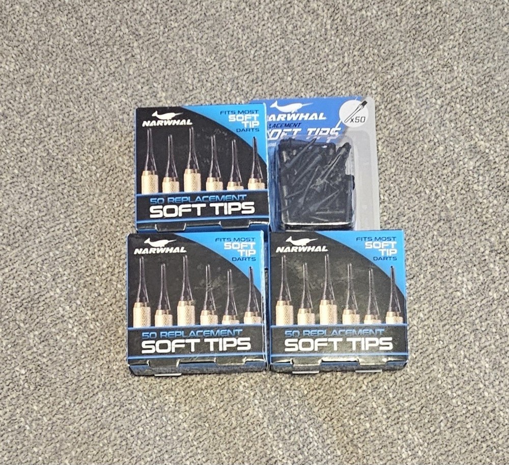 200 Count (4×50) Narwhal Replacement Soft Tips for Darts NEW