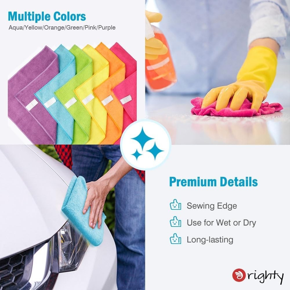 Microfiber Towels 24 Pack Car Cleaning Multicolor